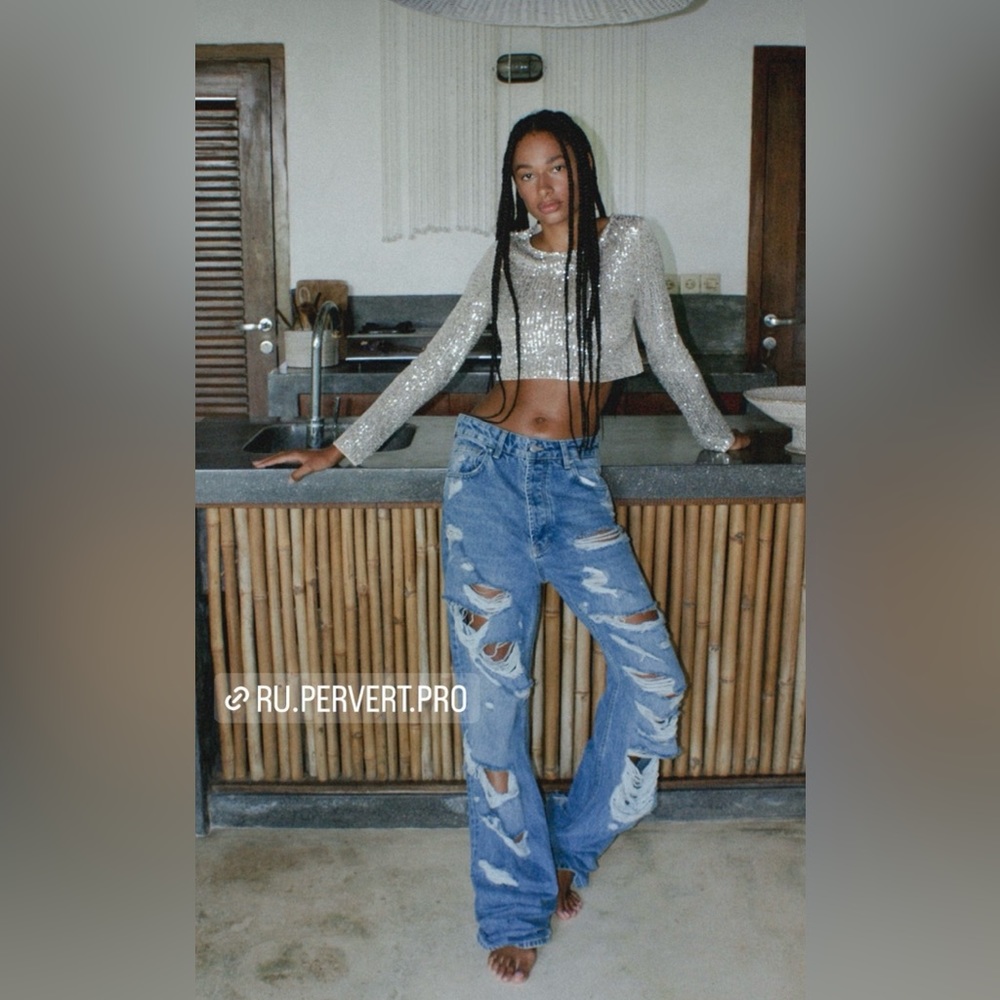 PERVERT Oversized Denim Cut Out Jeans